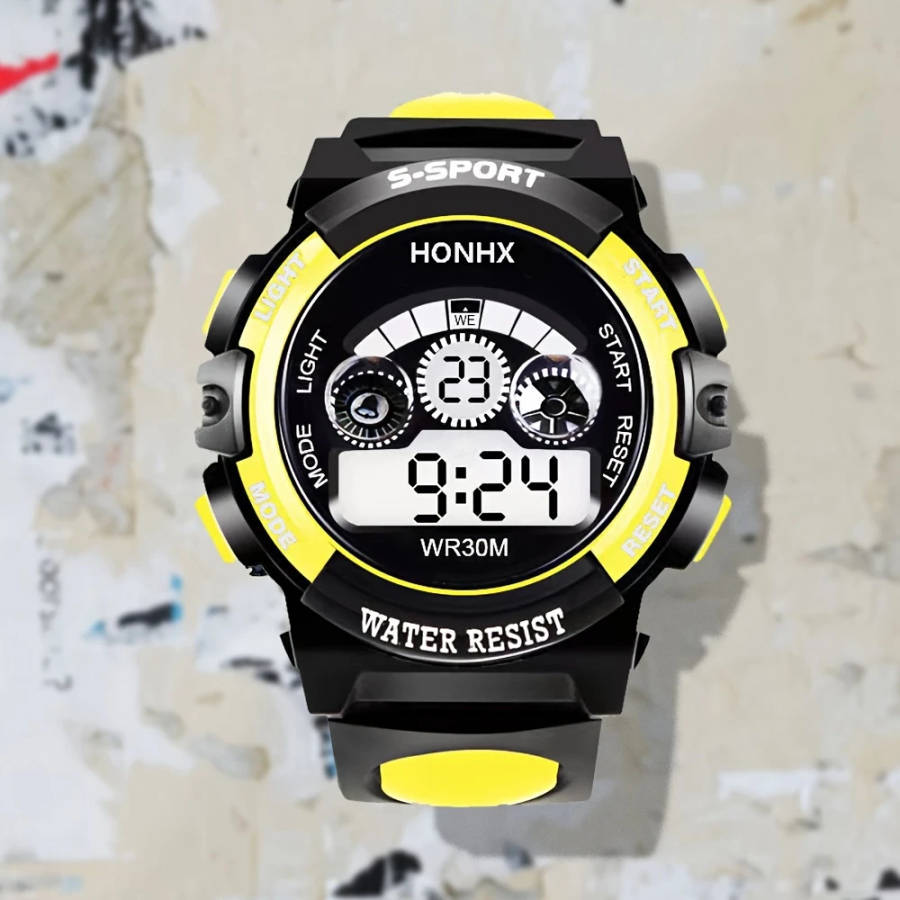 1pc Digital Sports Watch for Boys Casual Style Water Resist Electronic Movement Digital Display Plas