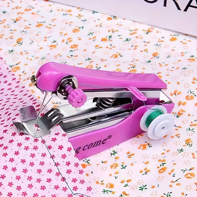 1pc Portable Small Hand Sewing Machine Home Multifunctional Simple Hand Pocket Handheld Micro Sewing