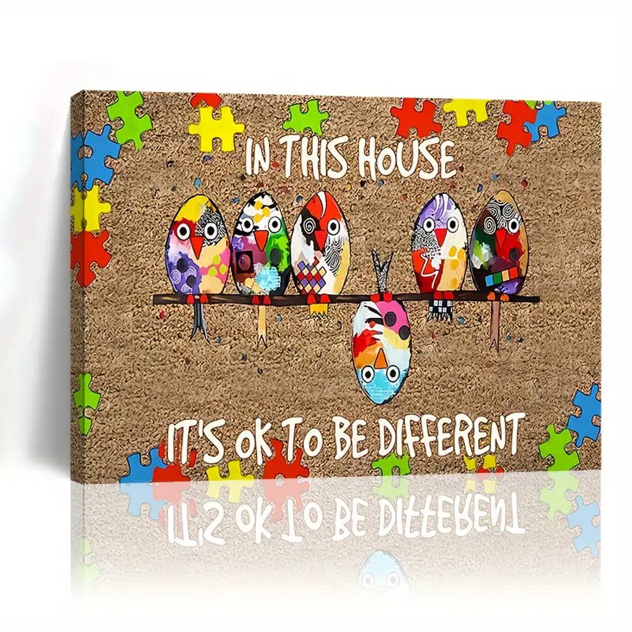 Charming Birds Awareness Canvas Art Wooden Framed Wall Decor