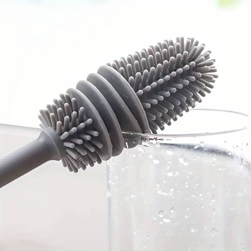 1pc Silicone Cleaning Brush with Long Handle   Flexible Durable Bristles for Cups Bottles   Mult