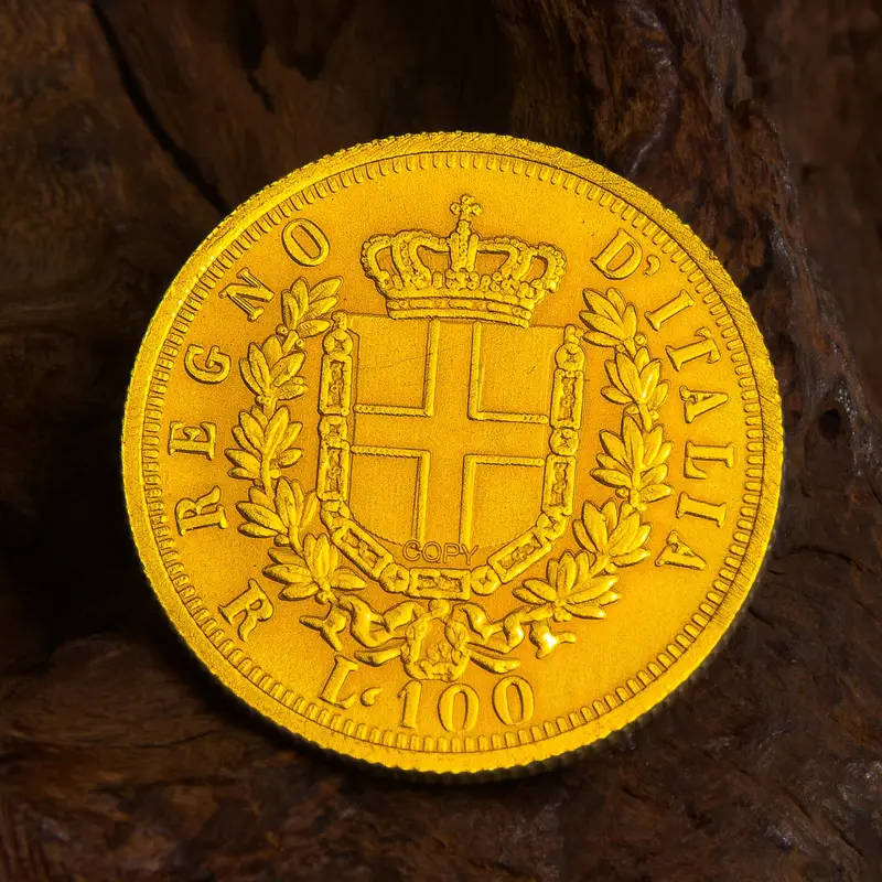 Golden Plated Vittorio Emanuele II 1872 Relica Commemorative Coin