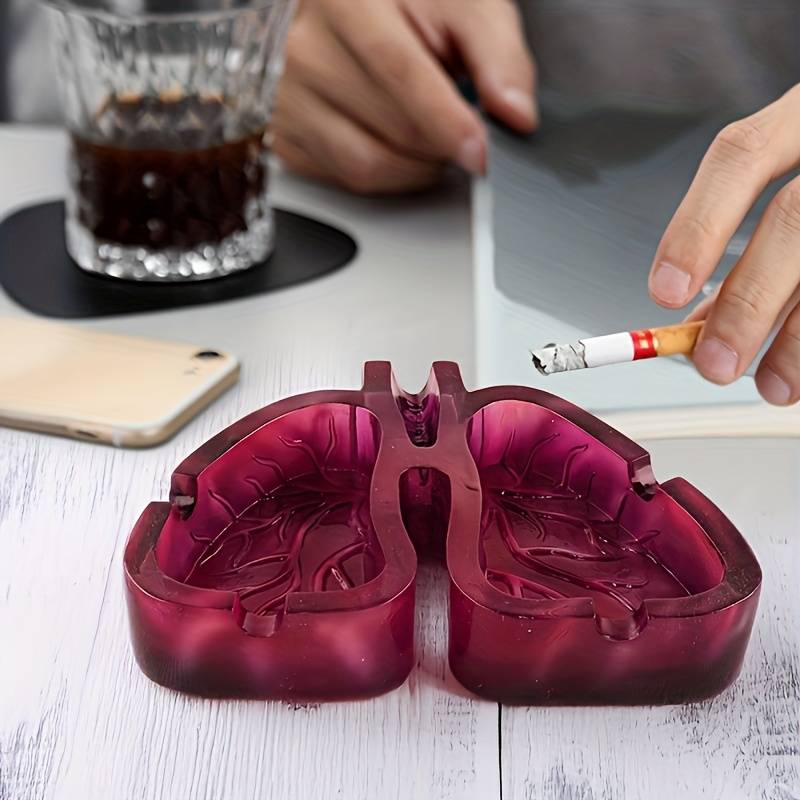 1pc Artistic Resin Ashtray with Lung Design Creative Home Office Decor Gift Unique Smoking