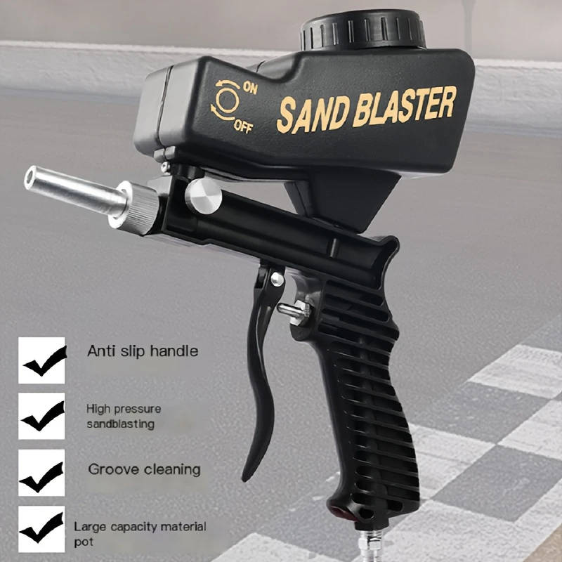 1pc Air Compressor Sandblasting Gun Kit Handheld Sandblaster Suitable for Metal Wood and Glass Porta