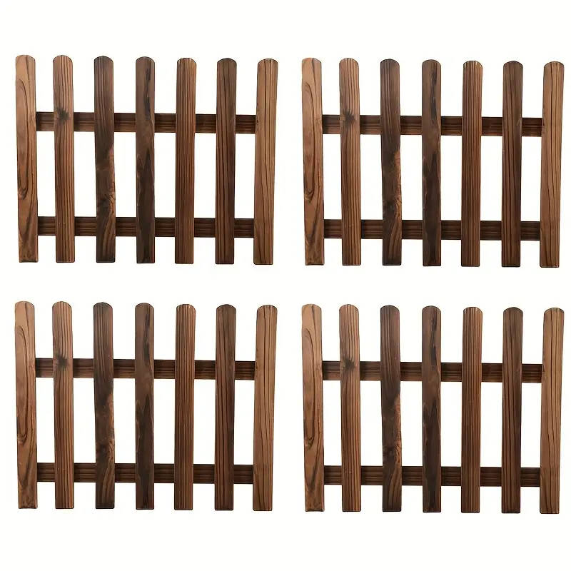 4 Piece Rustic Redwood Garden Fence