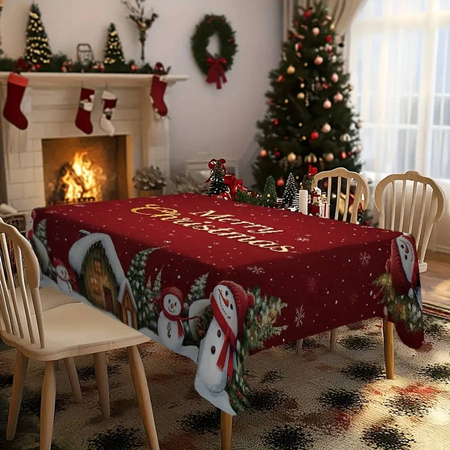 Red And White Christmas Tablecloth