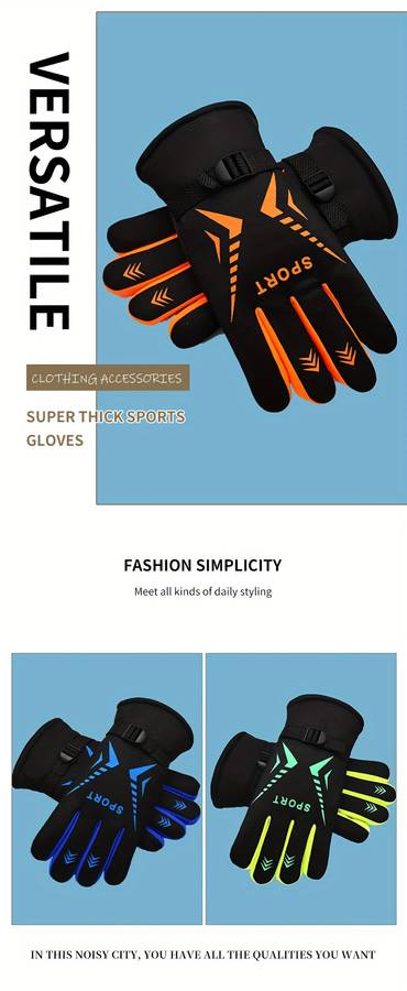 1 Pair Orange Warm Gloves