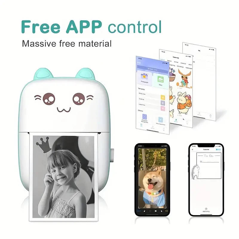 1pc Wireless Mini Thermal Printer Wireless Mini Thermal Printer Portable Label Maker 200dpi