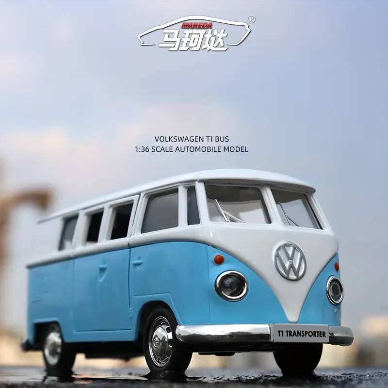 MAKEDA 1:36 Scale Alloy for VOLKSWAGEN T1 Bus Toy - Pull-Back Action, Opening Doors, COLOR: BLUE