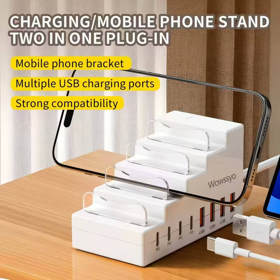 8 In 1 66W Fast Charging Station 4 USB Ports 4 Type-C PD Fast Charging Ports