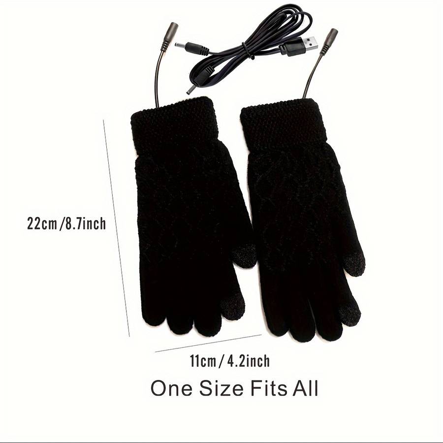 1 Pair Black Warm Gloves