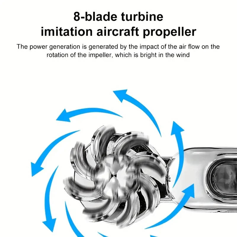 2Pcs White Car Wind Powered LED Fan Light