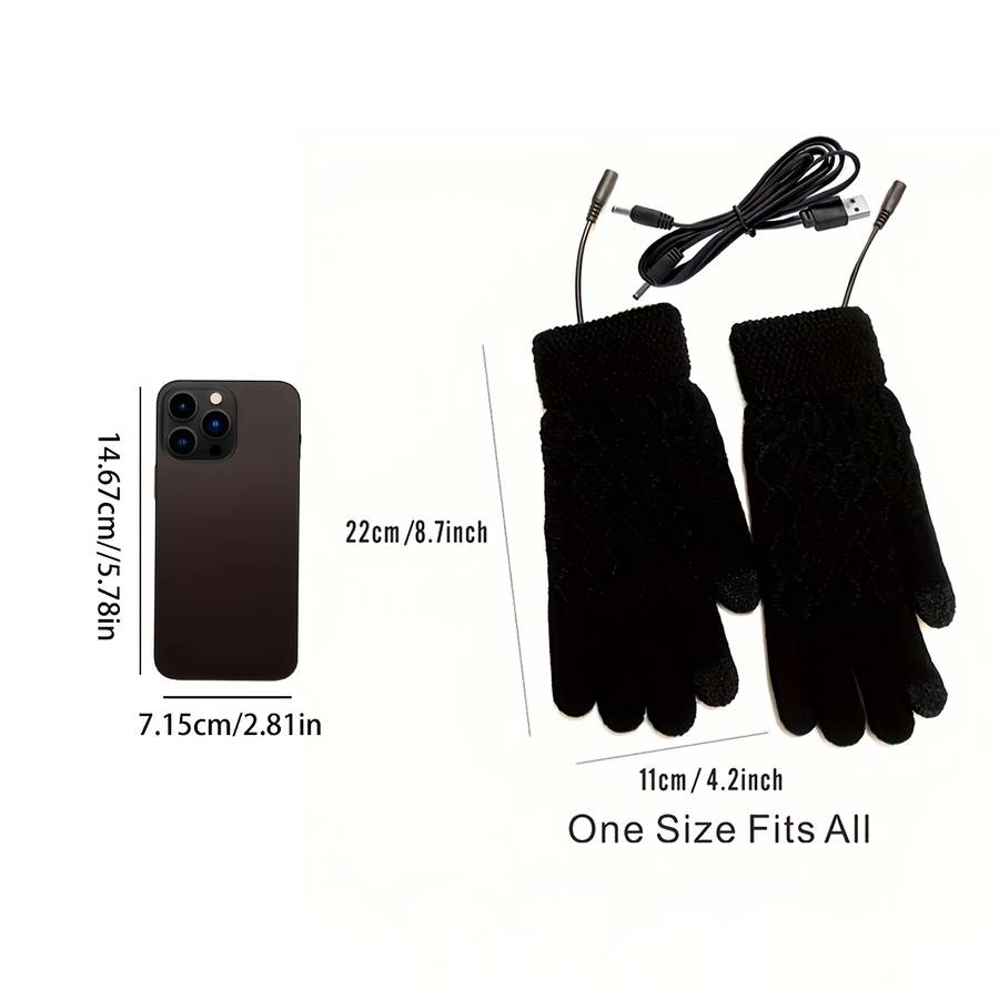 1 Pair Black Warm Gloves