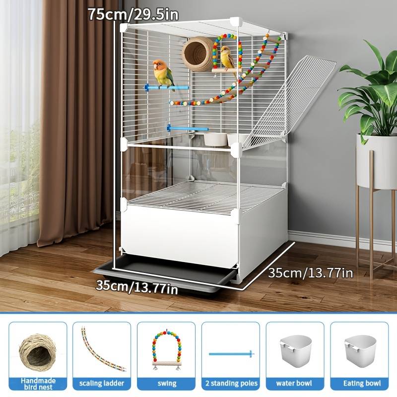 1pc White Model Anti-splash 1 layer of grid + 1 layer of transparentPet Cage