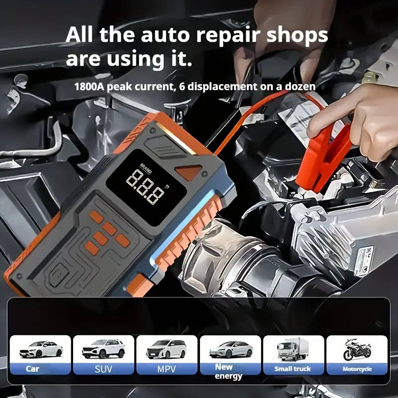 Heavy-Duty Car Emergency Booster - Tire Inflator and Jump Starter