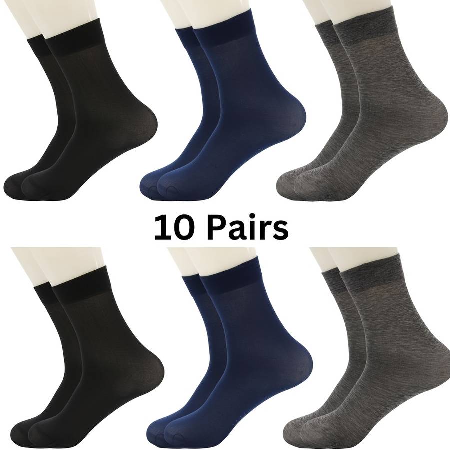 10 Pairs Black One Size High Elastic Socks