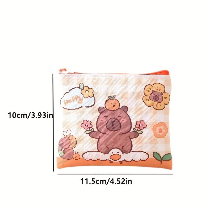 1pc Cute Cartoon Capybara Mini Wallet Multi-Functional Travel Accessory With Coin Storage And M