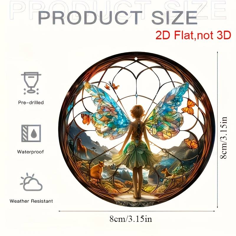 1pc 2D Flat  Bohemian Forest Fairy Stained Glass Suncatcher Vibrant Acrylic Window Decor with Enc