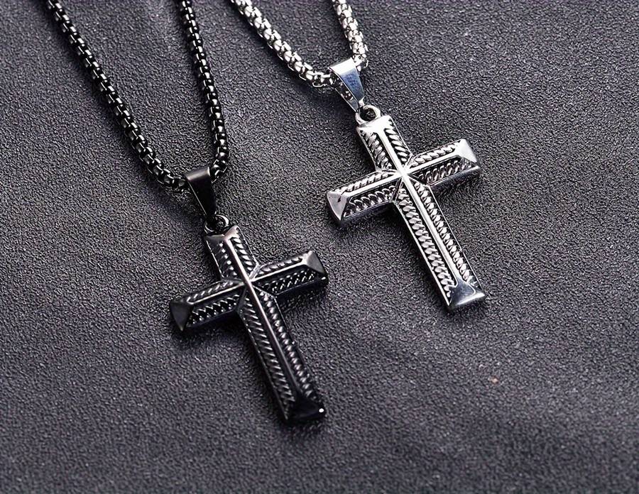 1 Piece Steel Color Pendant Add Chain 60cm Jesus Theme Pendant