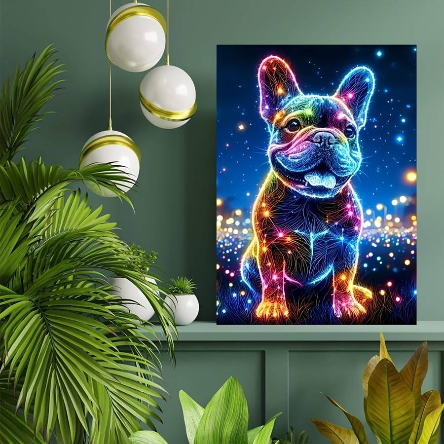 1000pcs Colorful French Bulldog DIY Jigsaw Puzzle Vibrant Neon Art Design Durable
