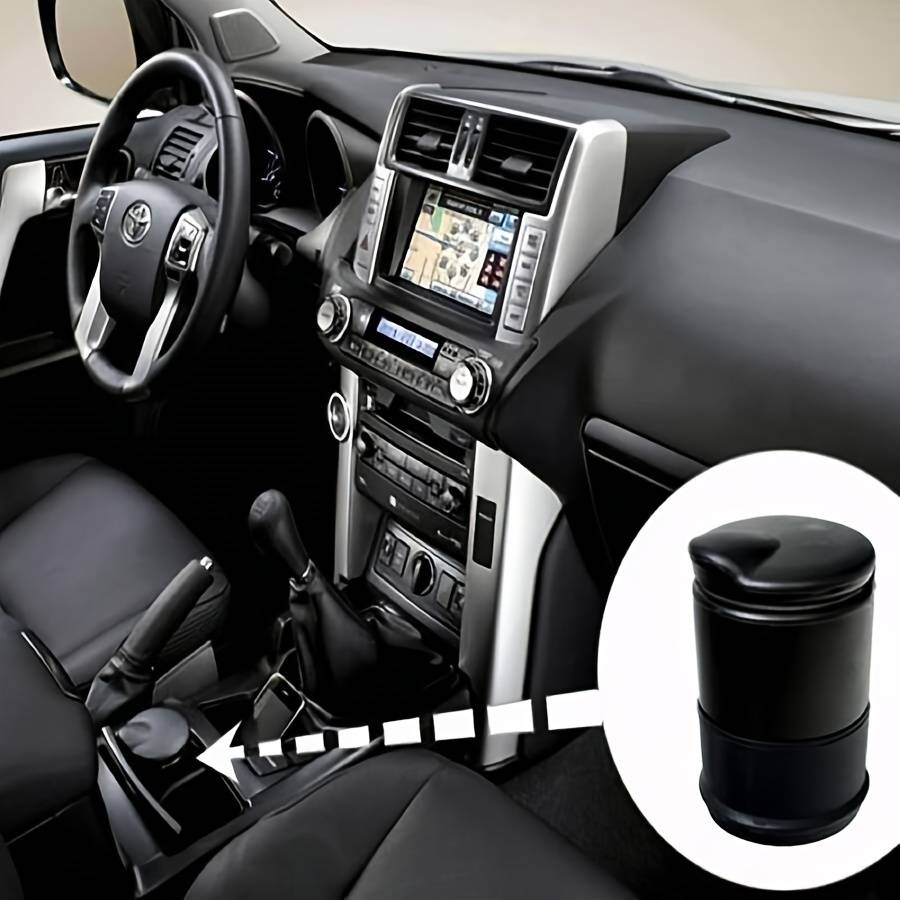 1pc Fit Black Car Ashtray for Cup Holder Compact Easy-Clean PBT Plastic Perfect for Cars Truc