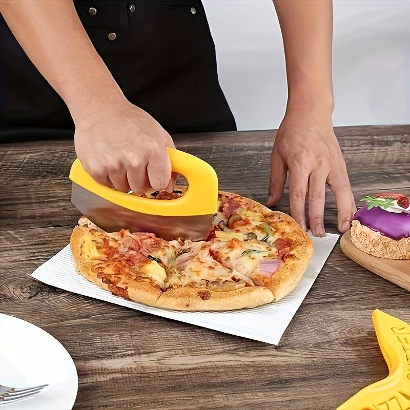 1pc SHAON Ultra Sharp Stainless Steel Pizza Cutter with Rocker Arm Lid Protective Cover Multif