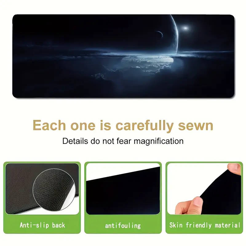 1pc 30x80cm Space Planet Mouse Pad Soft Rubber Base Washable Non-Slip Desk Mat