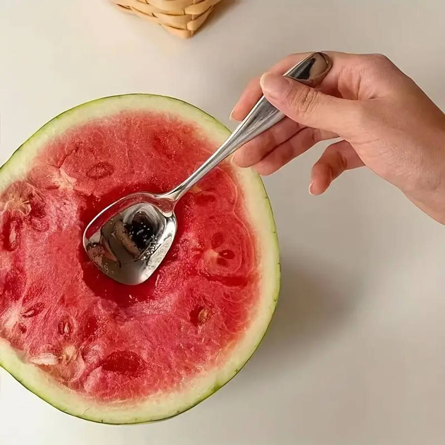 3 Pieces Stainless Steel Square-Headed Spoons with Long Handles