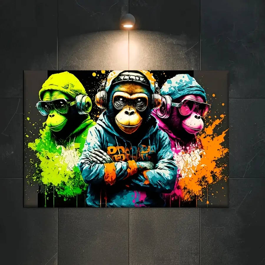 Vibrant Musical Gorilla Canvas Art - Unframed, 76.2x50.8 cm