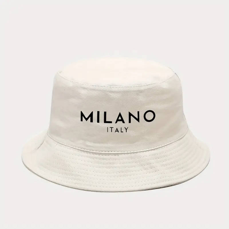 1pc MILANO ITALY Printed Bucket Hat Breathable Sun Hat Outdoor Sports Vacation Travel Foldable Fishe
