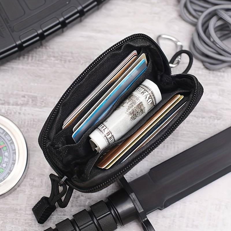 1pc Sporty Oxford Mini Waist Pouch with Clear Window Multi-Functional Coin Purse Card Holder 1 P