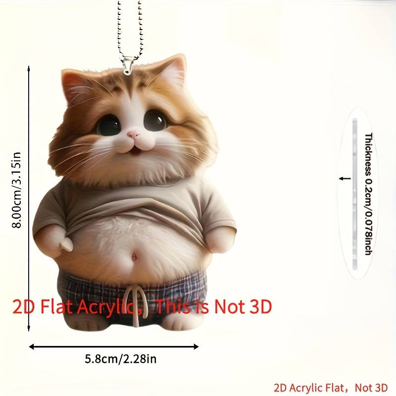 1pc 2D Flat   Printing 3 acrylic cat ornaments acrylic fat cat pendant car hanging orname