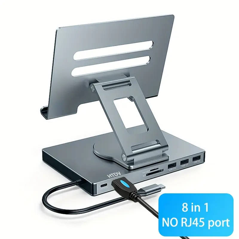 Multifunction Type C Docking Station and Adjustable Aluminum Tablet and Laptop Stand