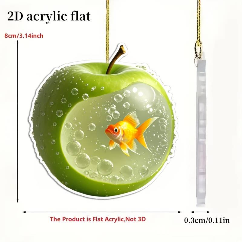 1pc 2D Flat   Art Apple and Goldfish Pendant Fashionable Fruit Hanging Decoration Suitable