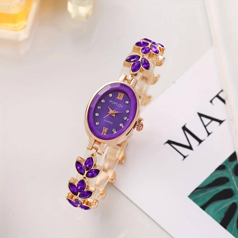 1pc Elegant Boho Leaf Design Women's Bracelet Watch Fashionable Analog Quartz Alloy Band Case