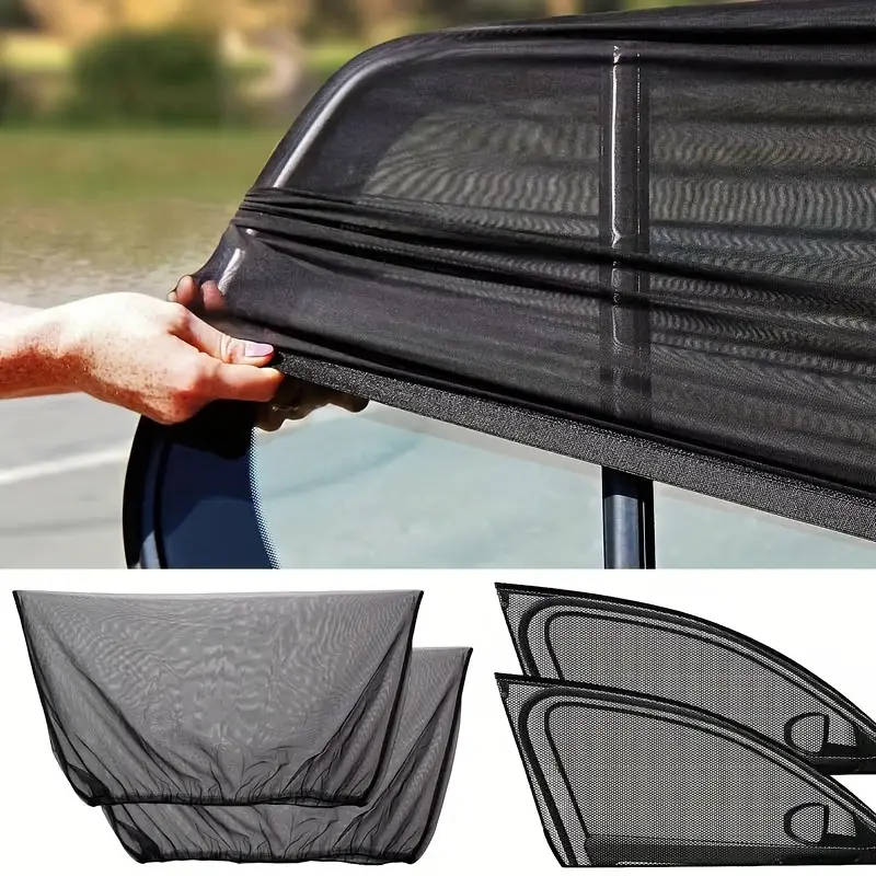 4pcs Polyester Car Sunshade Screen UV Protection Anti-Mosquito Insulation Reflective Awnings