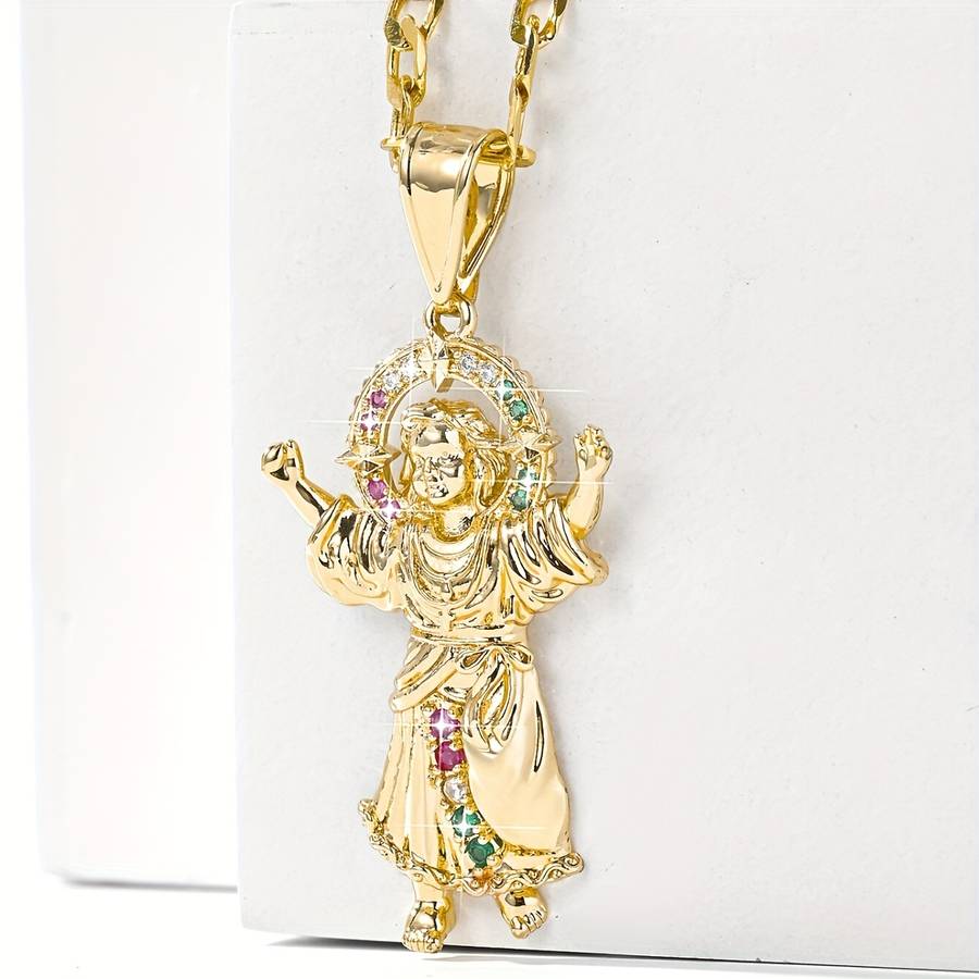 1 Piece Golden Yellow 01 Jesus Theme Pendant