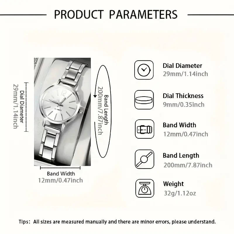 Elegant 6-Piece Women's Quartz Watch And Rhinestone Jewelry Set