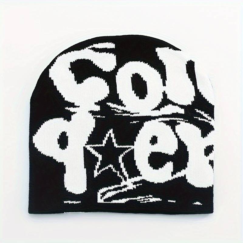 1pc Unisex Knit Beanie Trendy cope Letter Design Windproof Street Style Hat for All Season