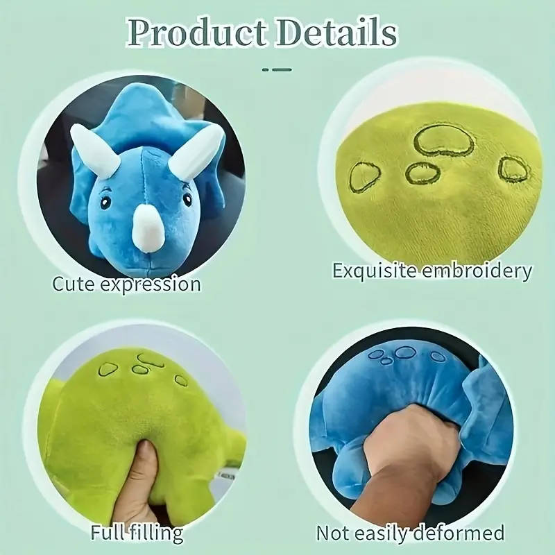 3 Cute Dinosaur Plush Toys