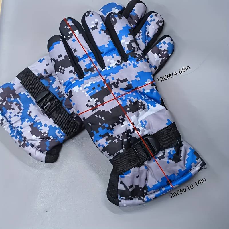 1 Pair Camouflage Blue Warm Gloves