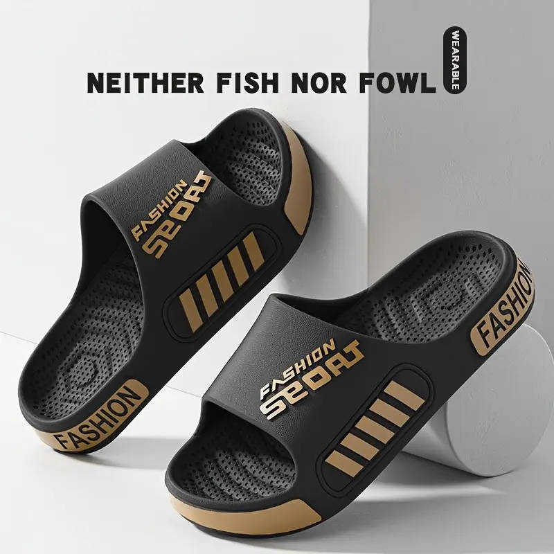 A Pair Of Unisex Stylish Sports Slippers In Black 6.5-7