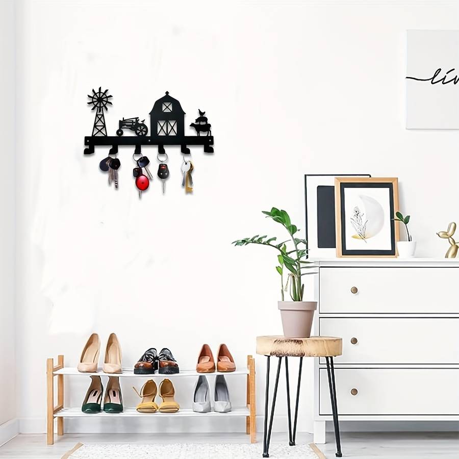 Metal Wall Hanging Storage Row Rack With Hooks