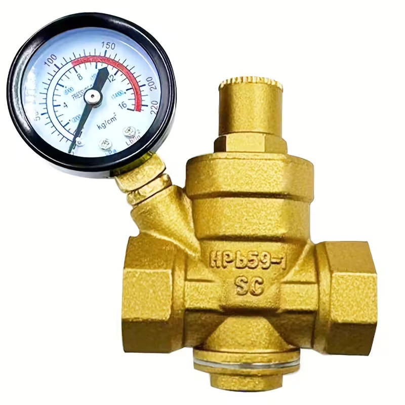 1 Brass Pressure Reducing Valve With Built-In Pressure Gauge