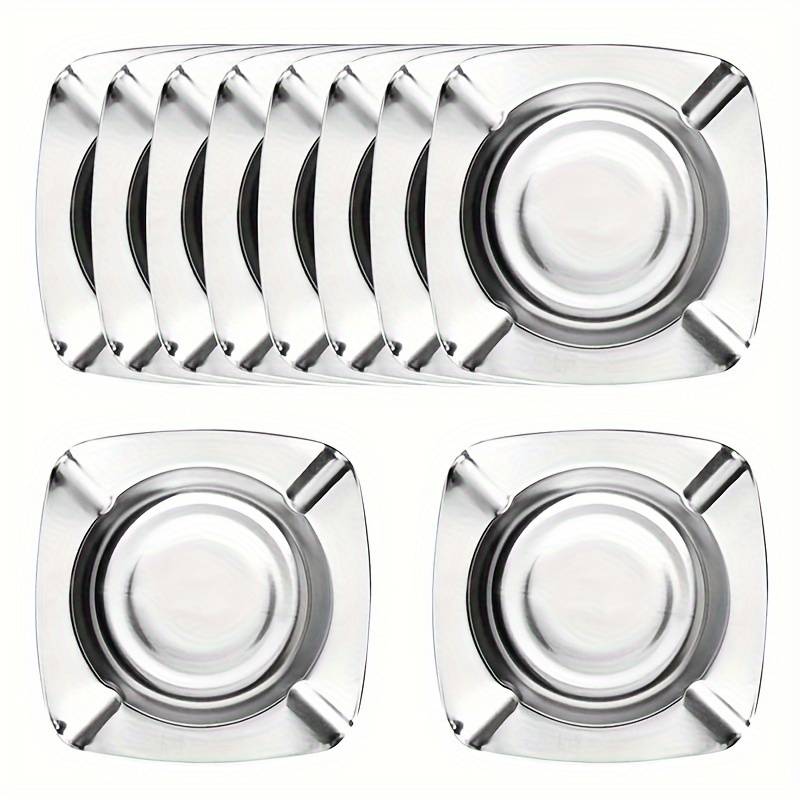 10pcs Stainless Steel Ashtray Set Traditional Square Design for Indoor Outdoor Use Durab