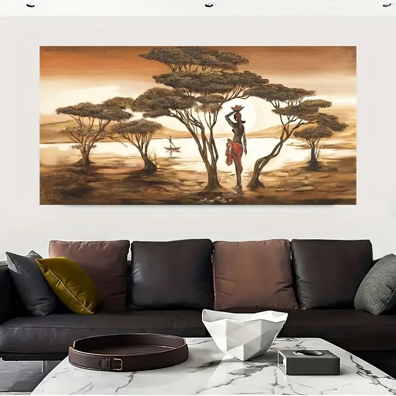 1pc African Sunset Abstract Canvas Wall Art 59.99 x 119.99cm Frameless Large Canvas Painting Modern