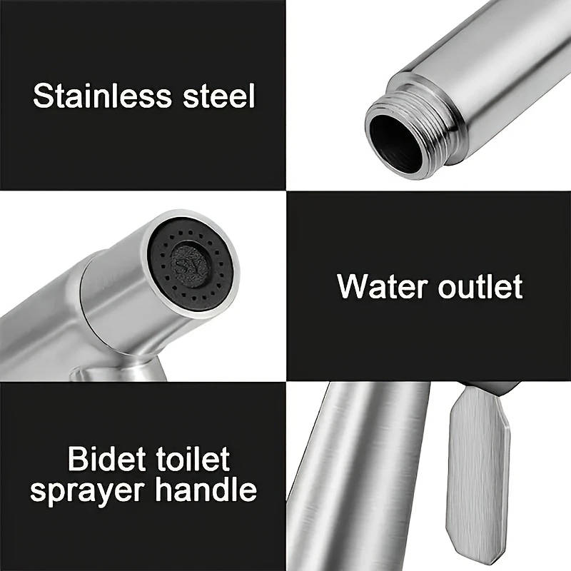 3pcs Set Luxury Stainless Steel High-Pressure Handheld Showerhead Set with Bidet Toilet Sprayer and