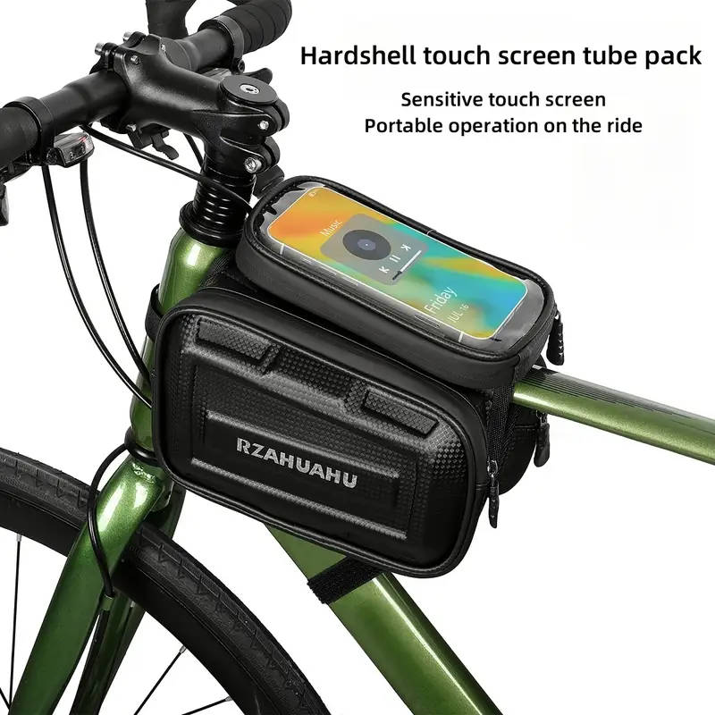 1pc Large-Capacity Bike Front Frame Bag Waterproof Adjustable Strap EVA Material Perfect for Road Mo