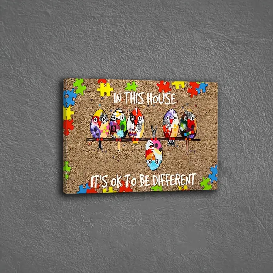 Charming Birds Awareness Canvas Art Wooden Framed Wall Decor