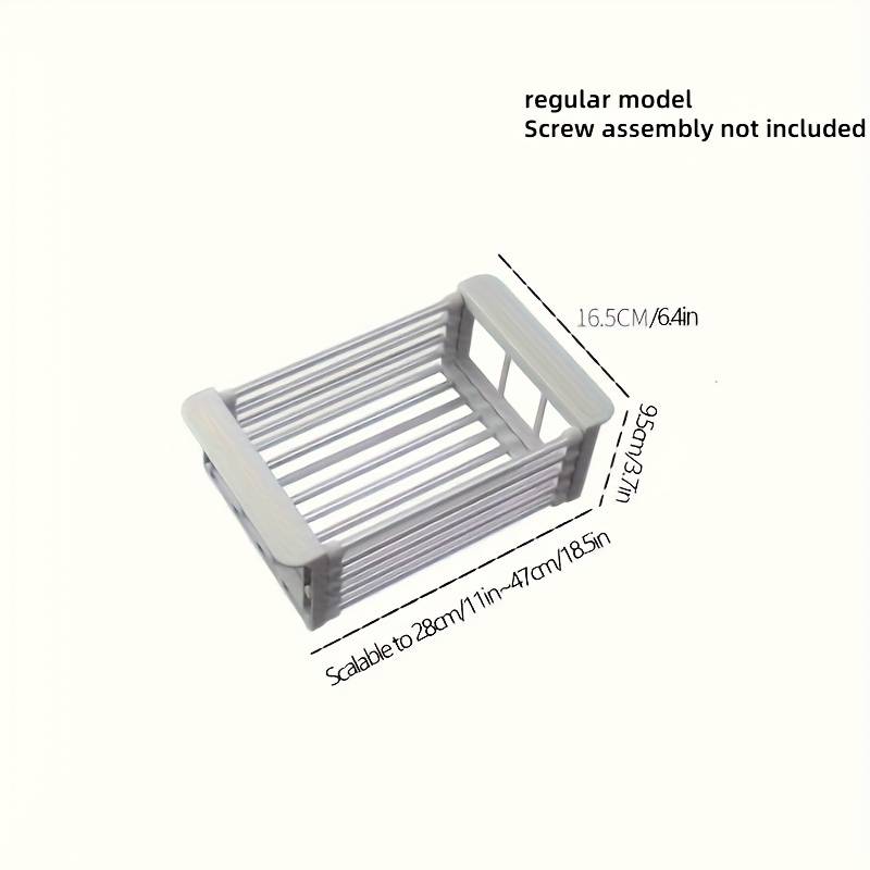 1pc Expandable Stainless Steel Over-The-Sink Dish Rack Drainer Basket Collapsible Kitchen Organ