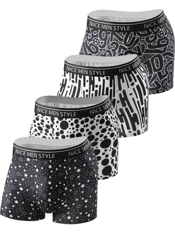 4pcs Men's Boxer Briefs Size M Breathable Stretchy Quick-Dry Casual Sports Shorts